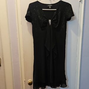 R&M Richards Black Mini Dress with Rhinestone Detail